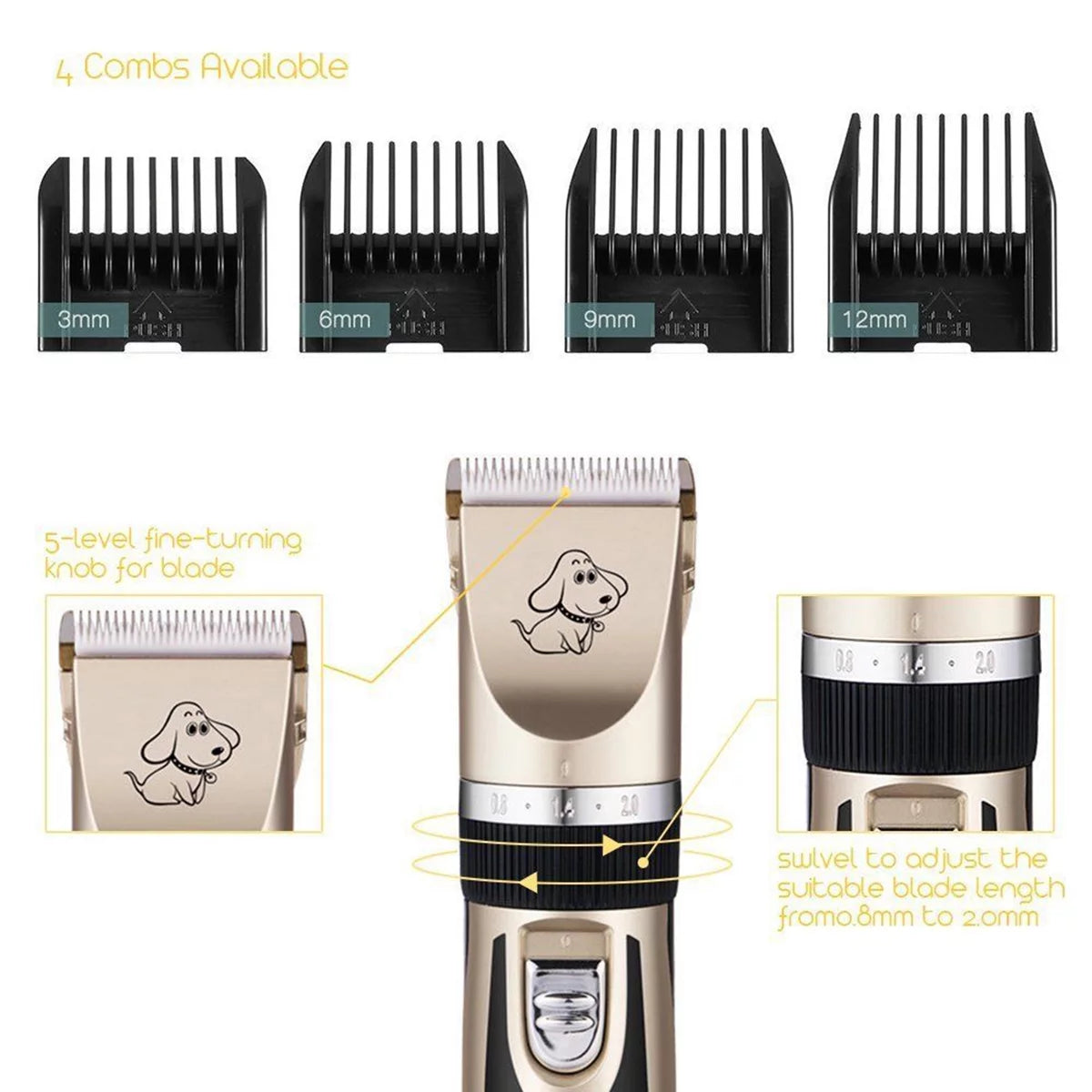All Dog Grooming Kit - Electric Pet Hair Cutting Professional Mute Cordless Grooming Set