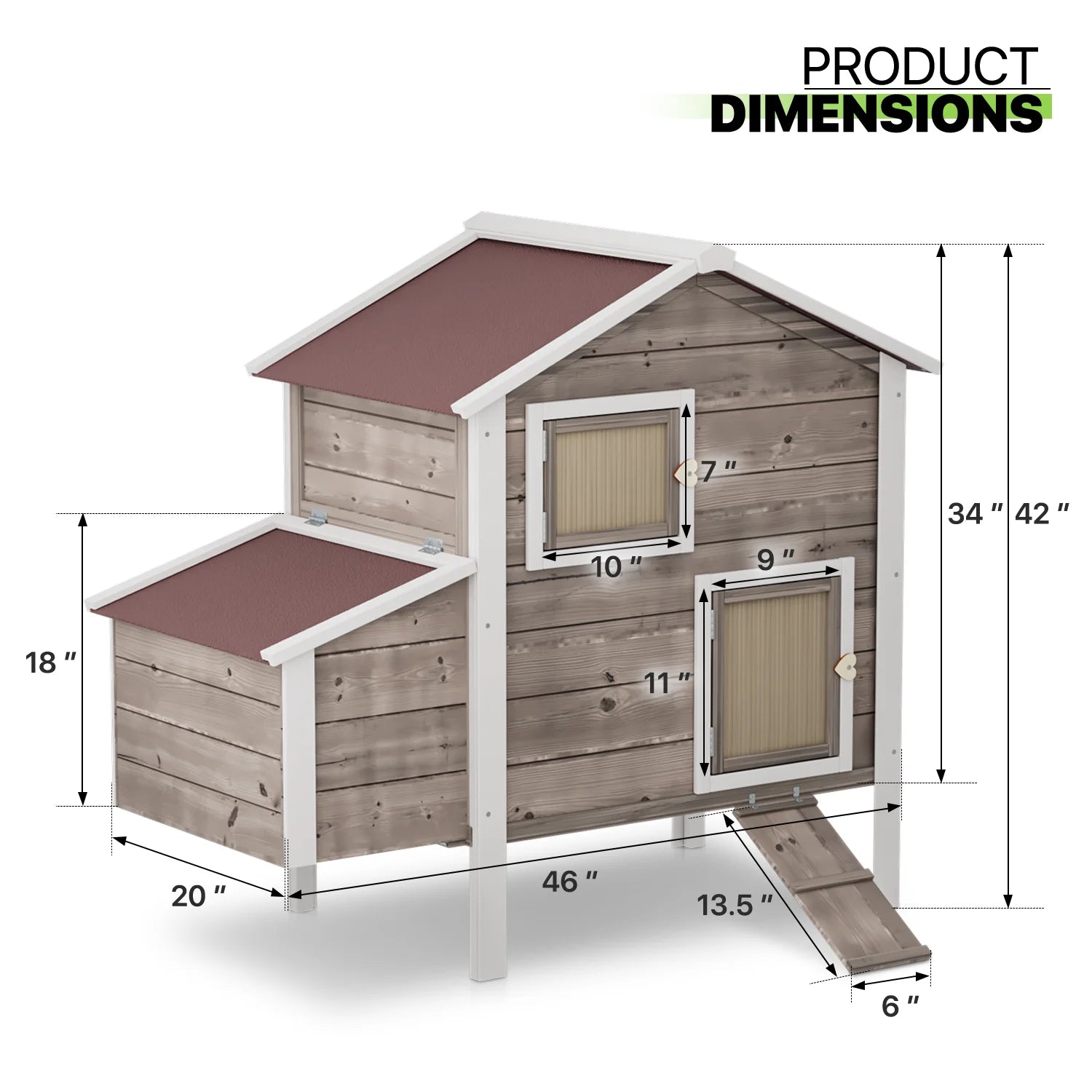 Outdoor Chicken Coop with Nesting Box, Outdoor Hen House with Slide-Out Tray, Weatherproof Poultry Cage, Rabbit Hutch, Wood Duck House (Natural)