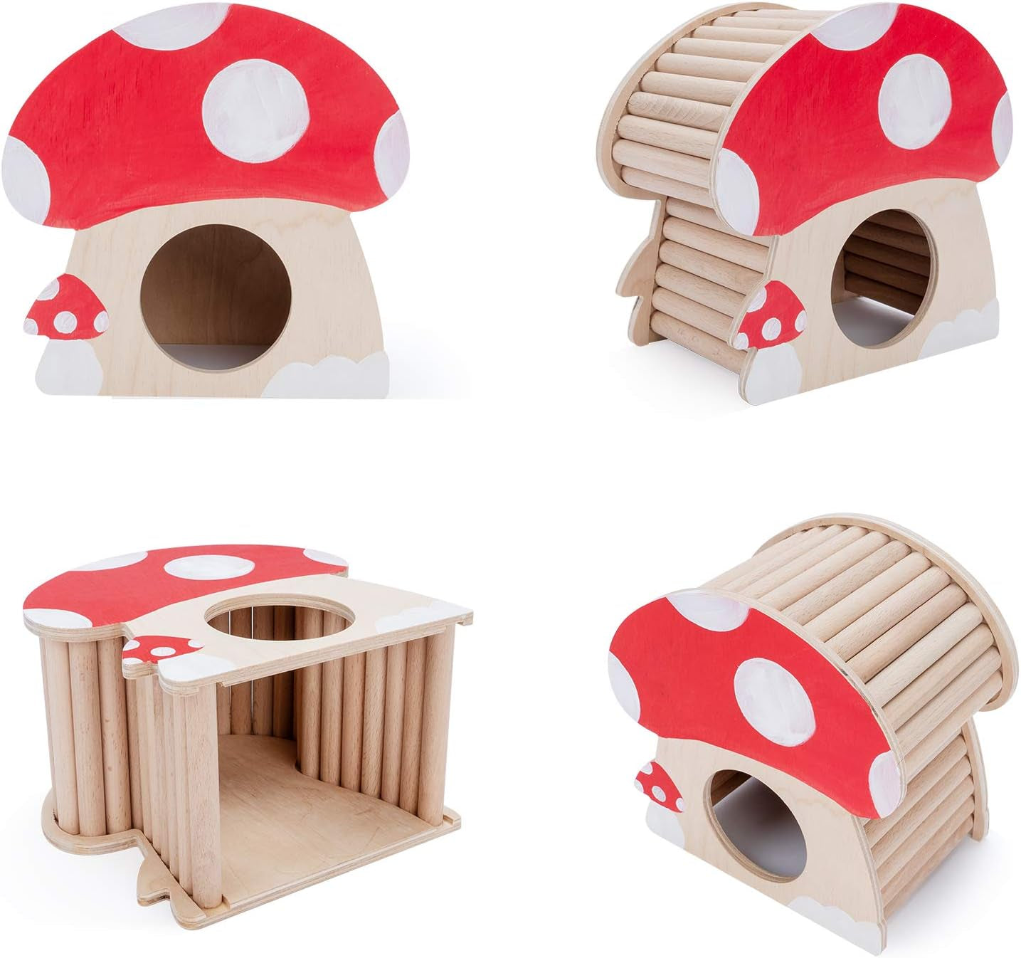 Hamster House W/Climbing Ladder: for Dwarf Hamsters Gerbils Mice or Similar-Sized Pets (Mushroom-Shaped)