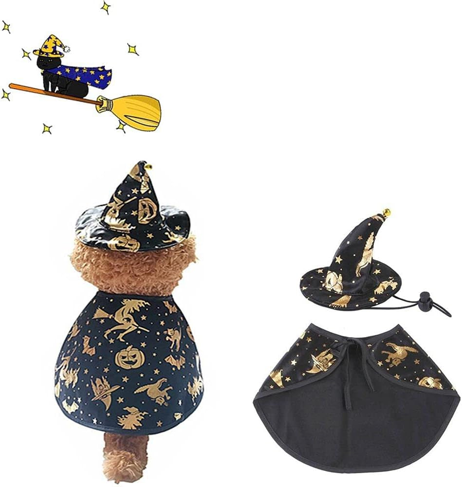 Pet Accessories Party Dressing Cloak Halloween Apparels Puppy Collar Dog Halloween Set Pet Halloween Costume(M)