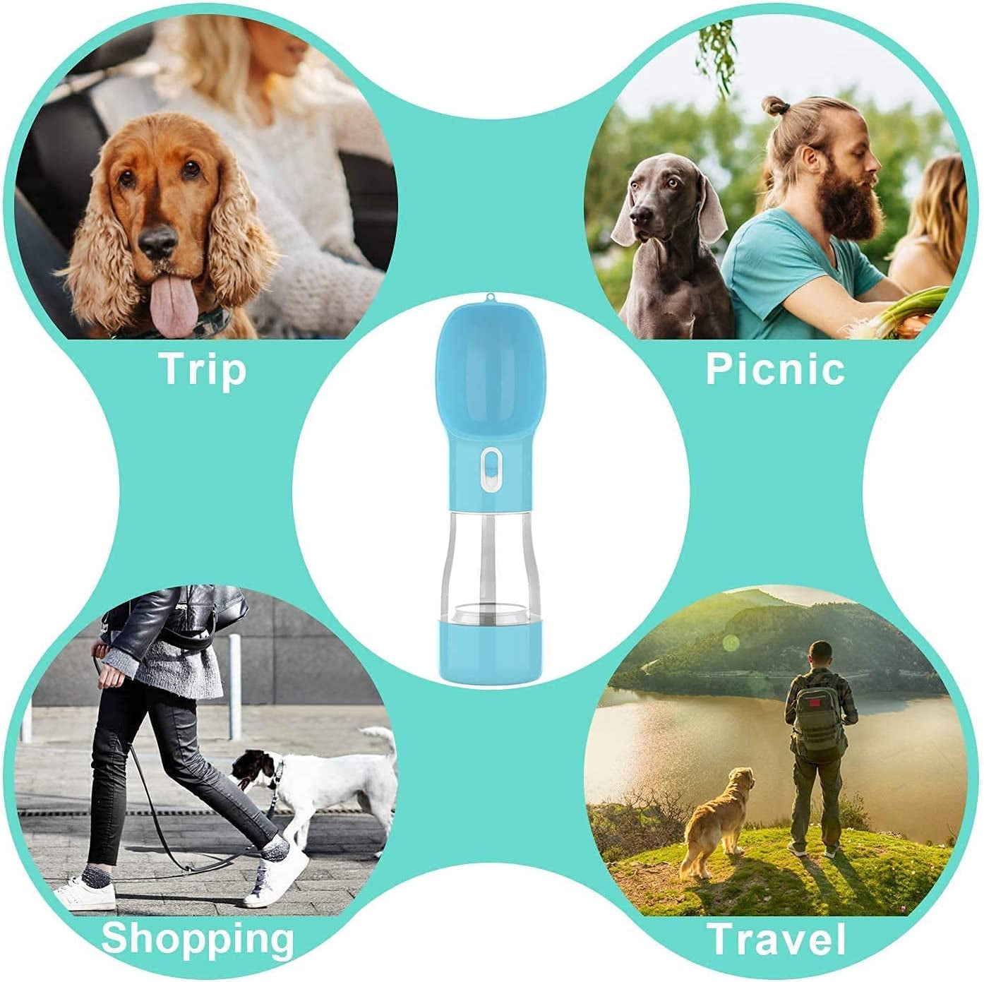 AquaPup Go - Portable Dog Water Bottle with Food Container
