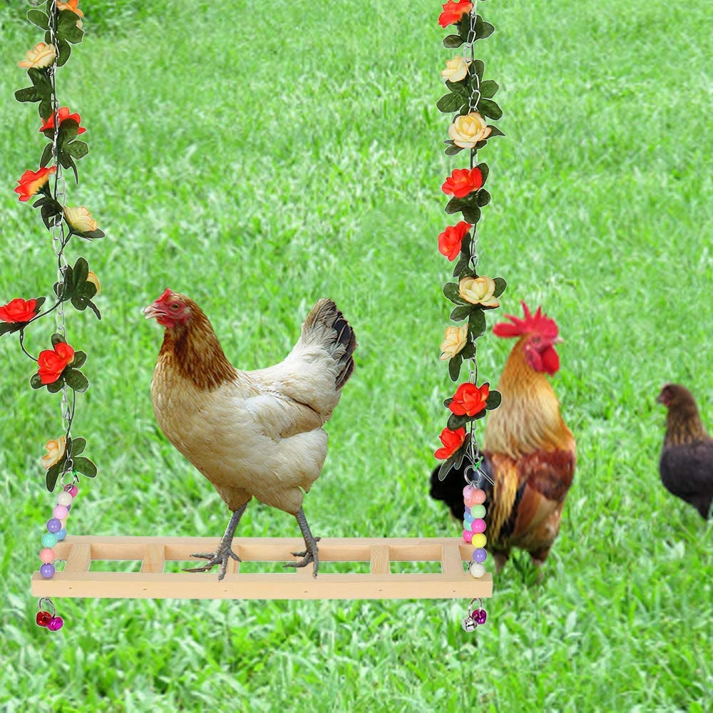 Chicken Swing Toy Natural Wood Handmade Single-Plank Bridge Chicken Parrot Small and Medium-Sized Pet Toy Stand Toy Bird Swing Toy Chicken Coop Accessories for Chicken