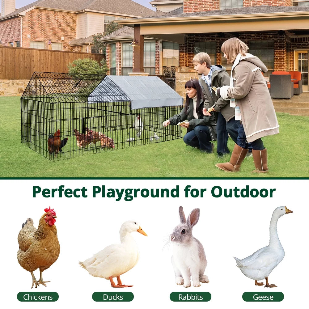 86''X40''Chicken Coop Large Metal Chicken Cage House Waterproof