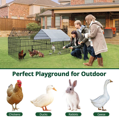 86''X40''Chicken Coop Large Metal Chicken Cage House Waterproof