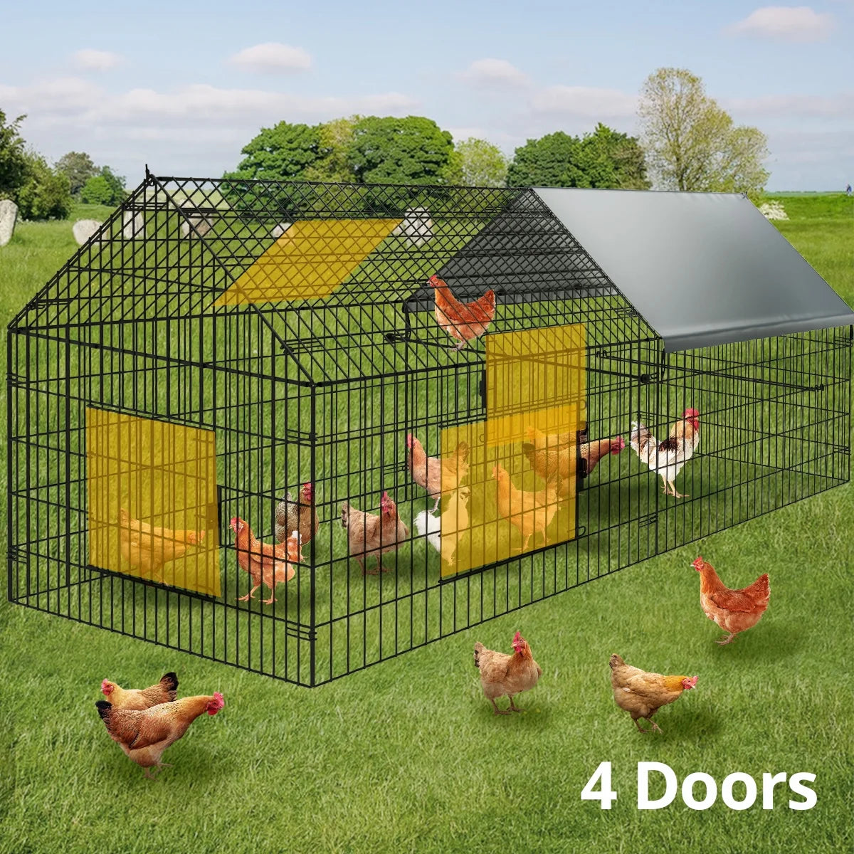 86''X40''Chicken Coop Large Metal Chicken Cage House Waterproof