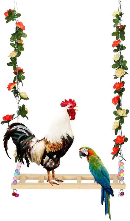 Chicken Swing Toy Natural Wood Handmade Single-Plank Bridge Chicken Parrot Small and Medium-Sized Pet Toy Stand Toy Bird Swing Toy Chicken Coop Accessories for Chicken