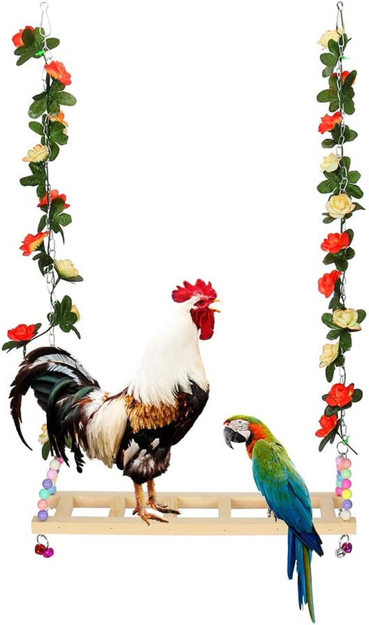 Chicken Swing Toy Natural Wood Handmade Single-Plank Bridge Chicken Parrot Small and Medium-Sized Pet Toy Stand Toy Bird Swing Toy Chicken Coop Accessories for Chicken