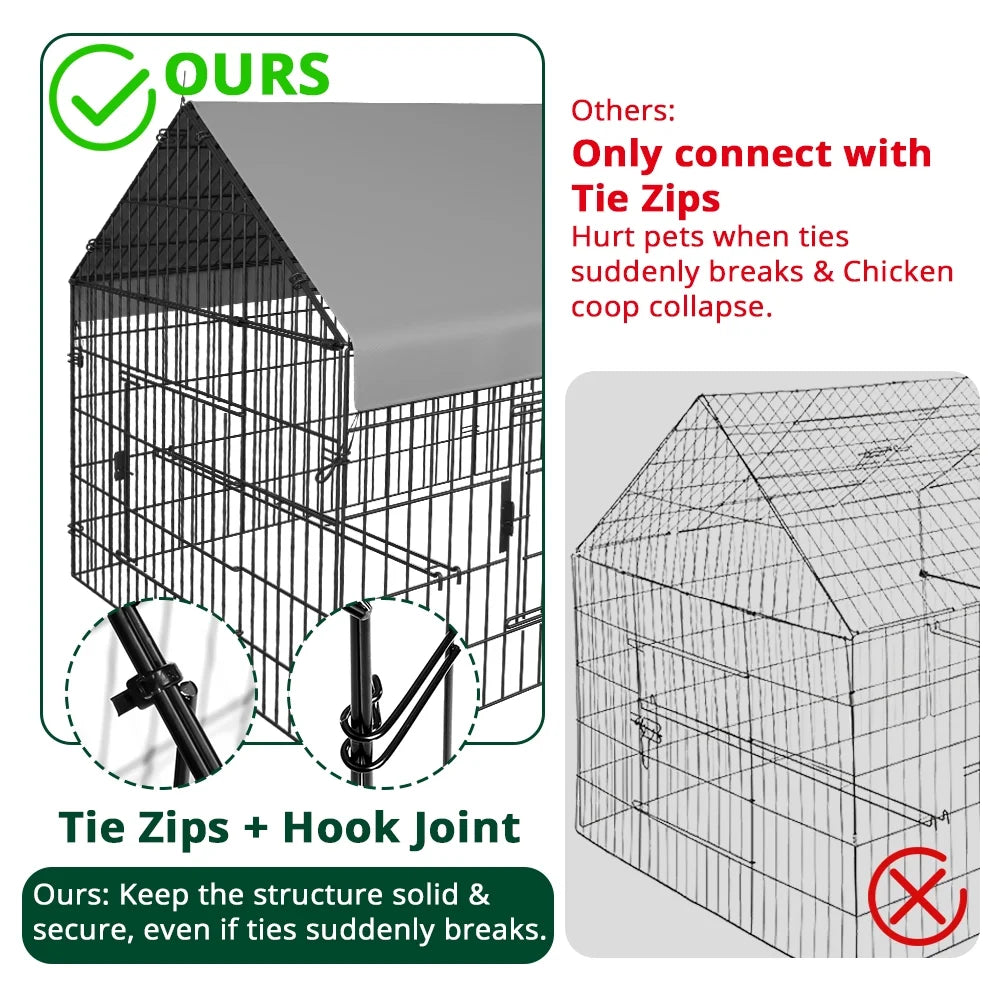 86''X40''Chicken Coop Large Metal Chicken Cage House Waterproof