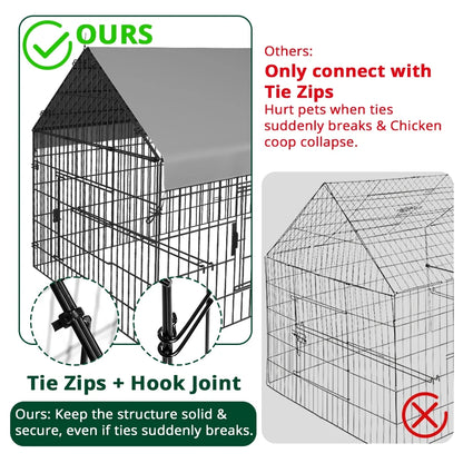 86''X40''Chicken Coop Large Metal Chicken Cage House Waterproof