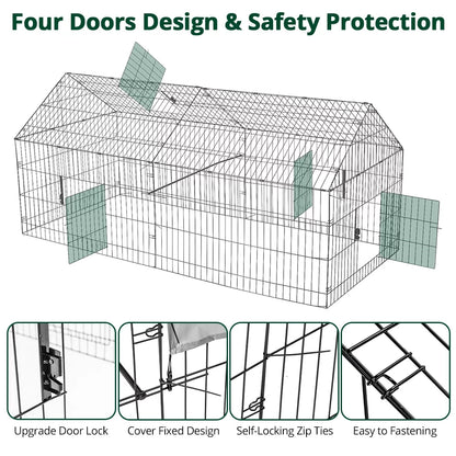 86''X40''Chicken Coop Large Metal Chicken Cage House Waterproof