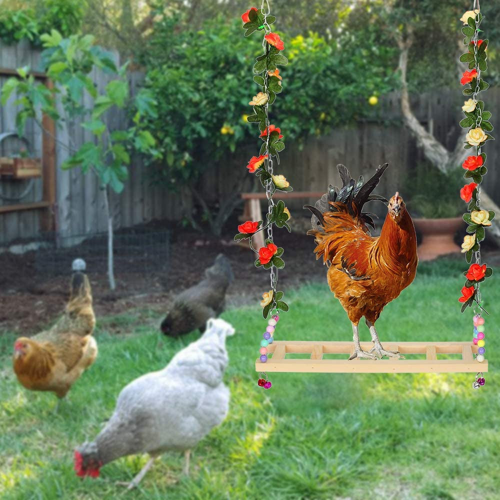 Chicken Swing Toy Natural Wood Handmade Single-Plank Bridge Chicken Parrot Small and Medium-Sized Pet Toy Stand Toy Bird Swing Toy Chicken Coop Accessories for Chicken