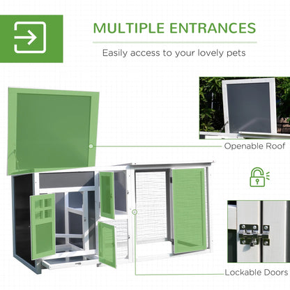 63" Outdoor Chicken Coop Wooden, Chicken Cage with Run Area, Nesting Box, Hen House with Waterproof Roof, Removable Tray